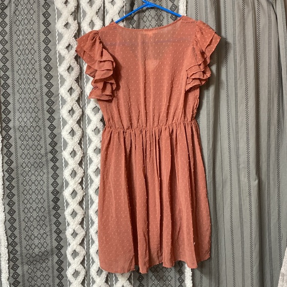 GeeGee Dress - SZ Medium - Terracotta color dress w/lining, swiss dot fabric - Picture 4 of 11